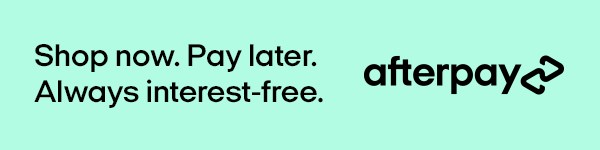 A logo for afterpay that says shop now pay later always interest free
