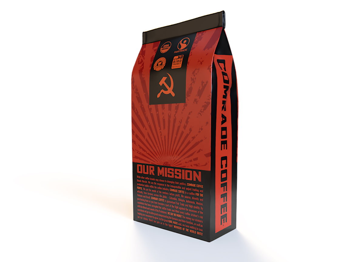 comrade coffee mockup package design