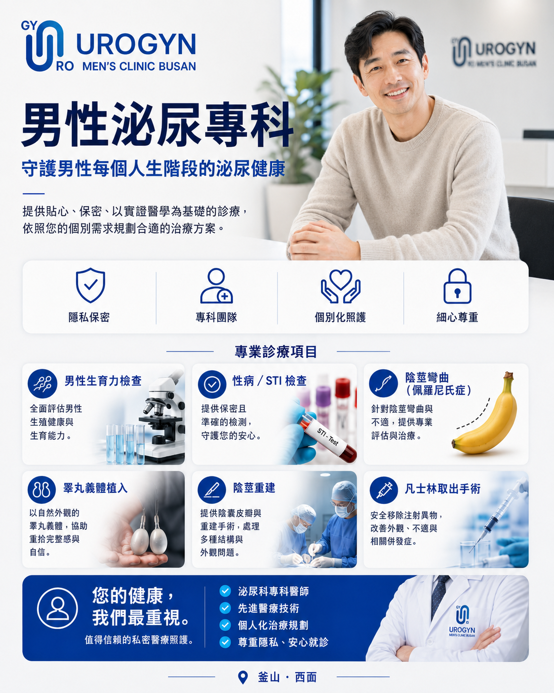 釜山 Urogyn 的男性健康・不孕・性病篩檢