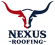 Nexus Roofing logo with a red and navy longhorn bull above the company name