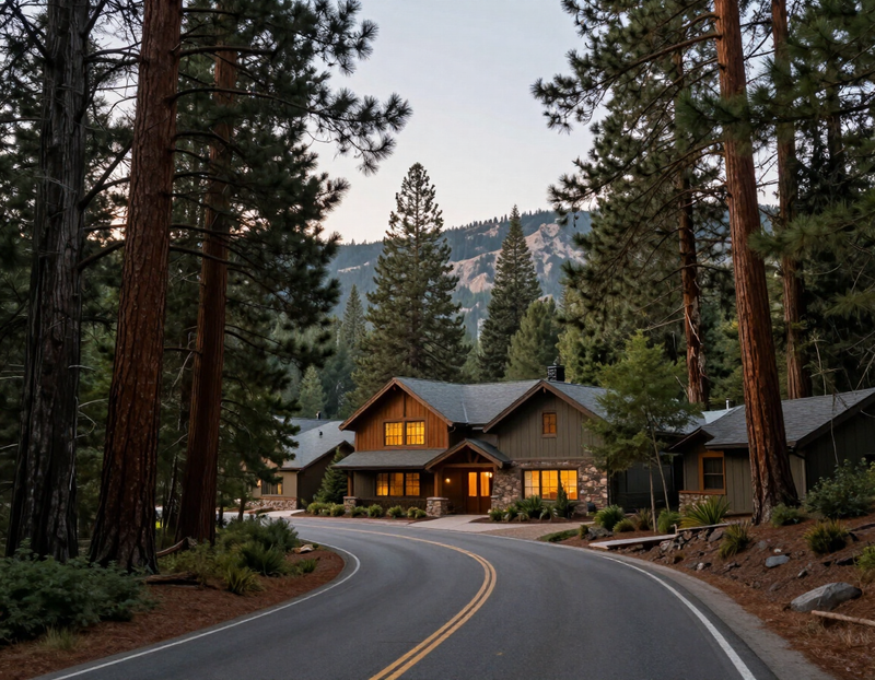 Wooded Alta Sierra neighborhood among tall pines