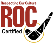 A logo that says respecting our culture roc certified