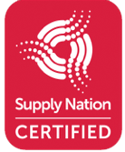 Supply nation certified logo on a red background