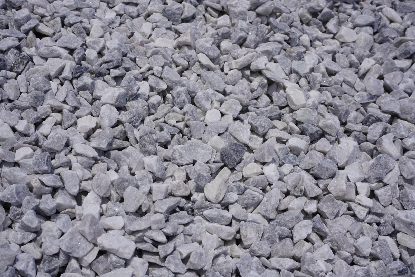 Pile of small gray gravel stones covering the frame