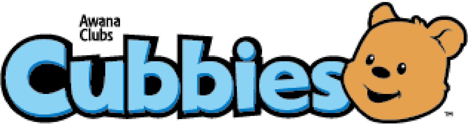 A logo for cubbies with a teddy bear on it