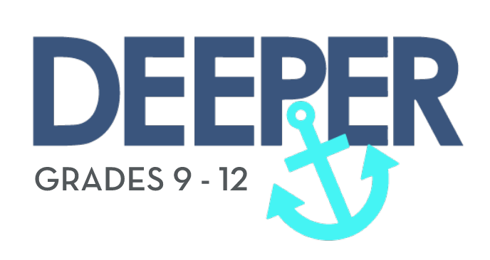 A logo for deeper grades 9 12 with an anchor.
