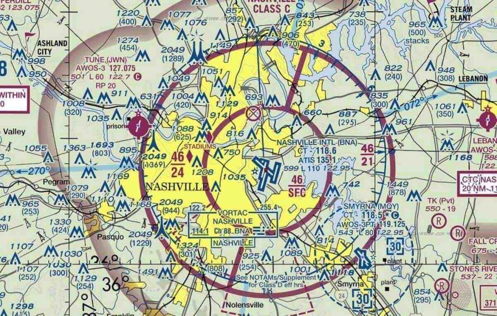 A map with a circle in the middle of it