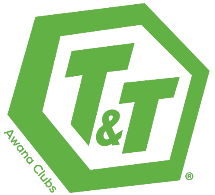 A green and white logo for awana clubs
