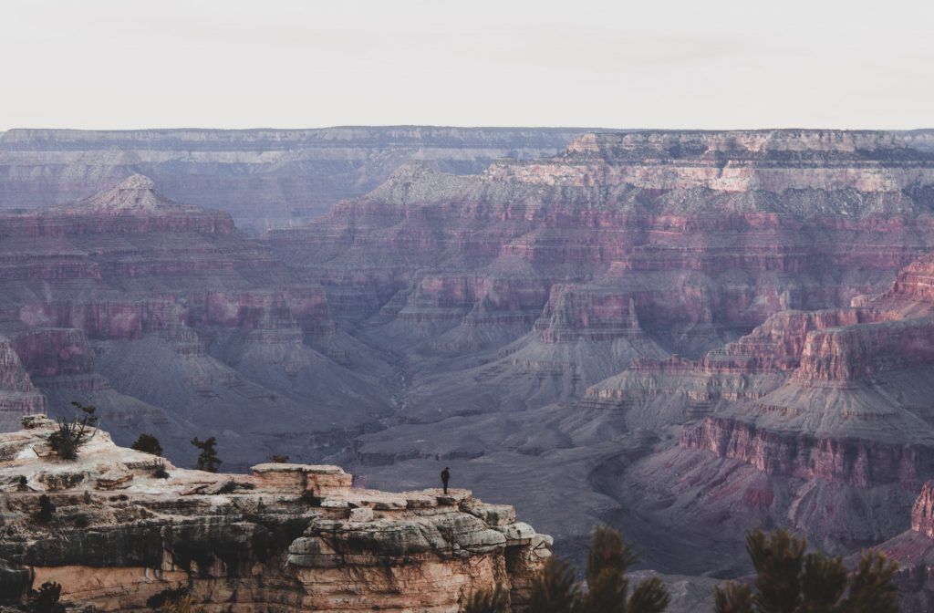 A view of the grand canyon from a cliff.
