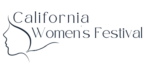 A logo for the california women 's festival with a silhouette of a woman 's face.