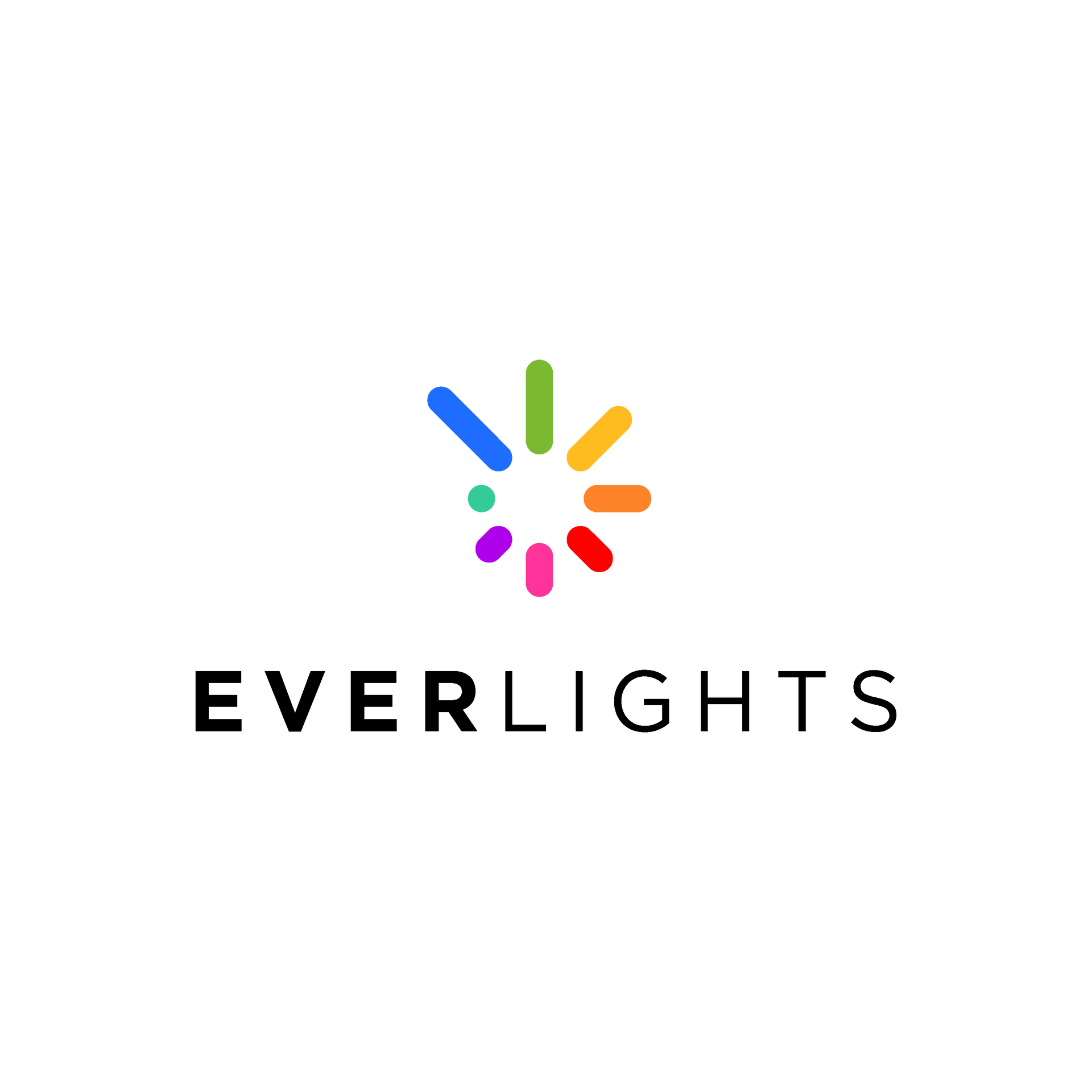 Everlights logo with multicolored starburst icon above black text