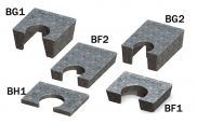 A group of blocks with holes in them on a white background.