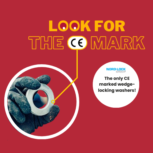A person is holding a washer with a ce mark on it