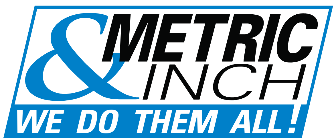 A logo for metric inch that says we do them all