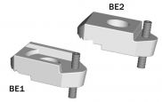 A couple of white blocks with holes in them on a white background.