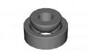 A 3d model of a rubber grommet with a hole in the middle on a white background.
