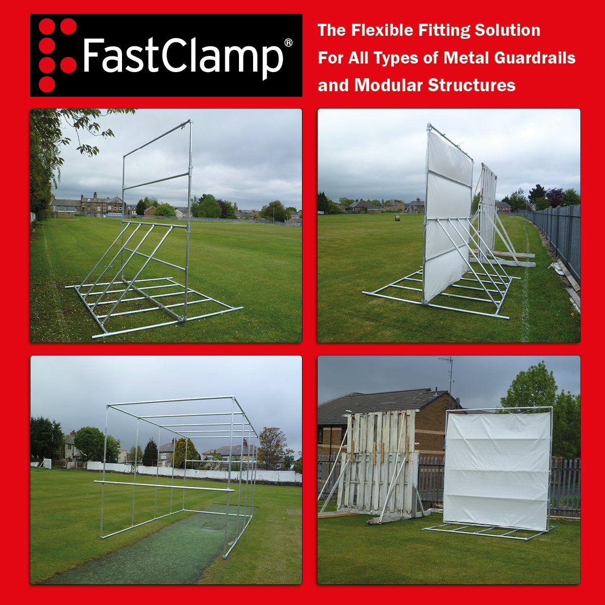 A flyer for fastclamp for all types of metal guardrails and modular structures