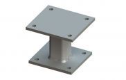 A 3d model of a metal post base on a white background.