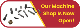 A button that says our machine shop is now open
