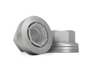A couple of metal nuts with the word lock on them
