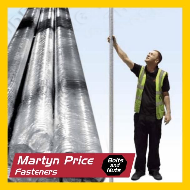 A poster for martyn price fasteners with a man standing next to a pole
