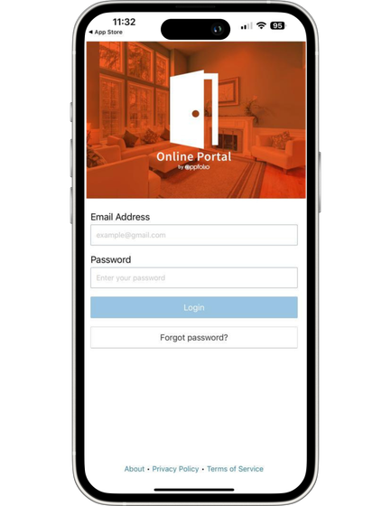 iPhone displaying Online Portal