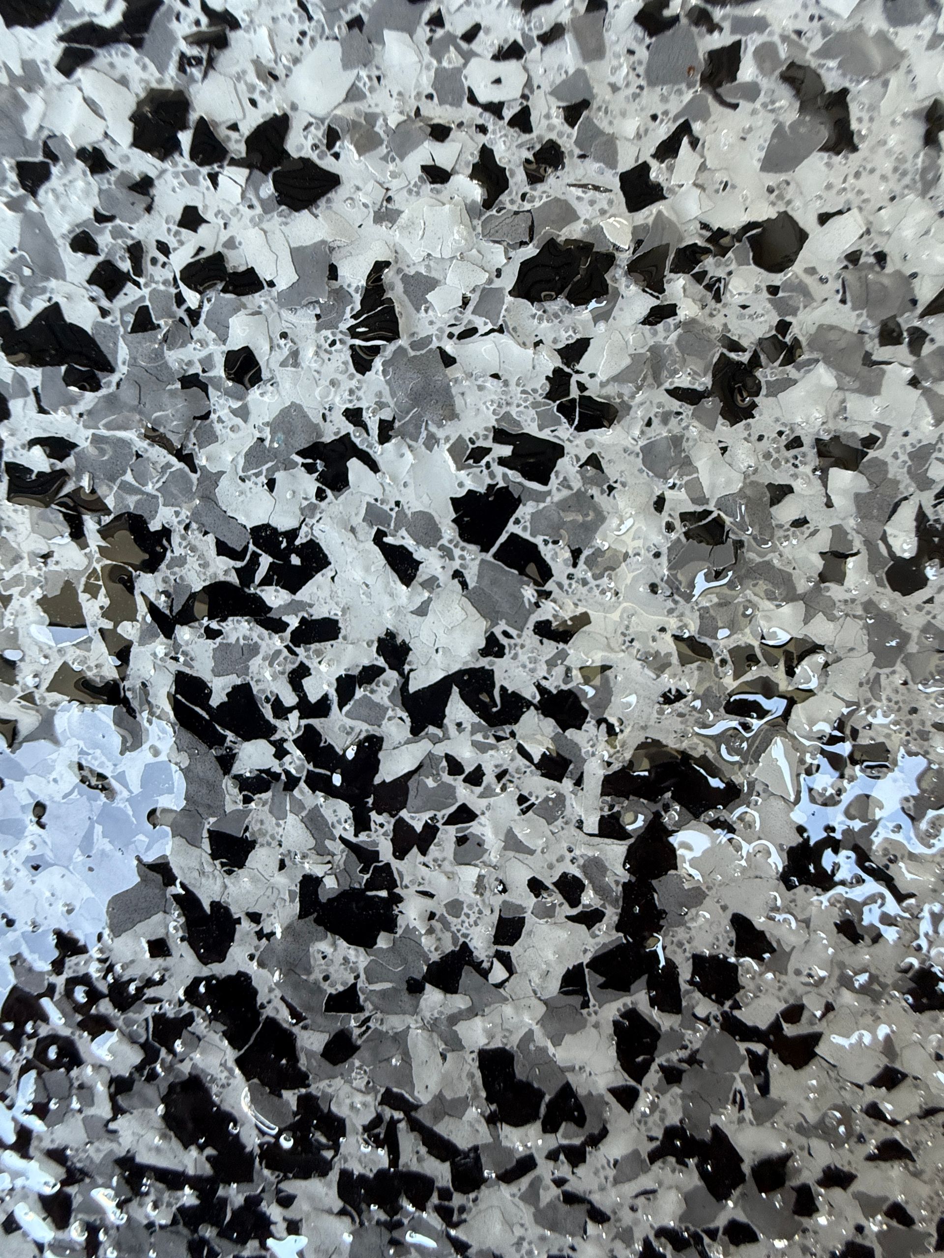 Close-up View of a Speckled Floor With Black, Grey, and White Chips — All Grind & Coat in Cairns, QLD