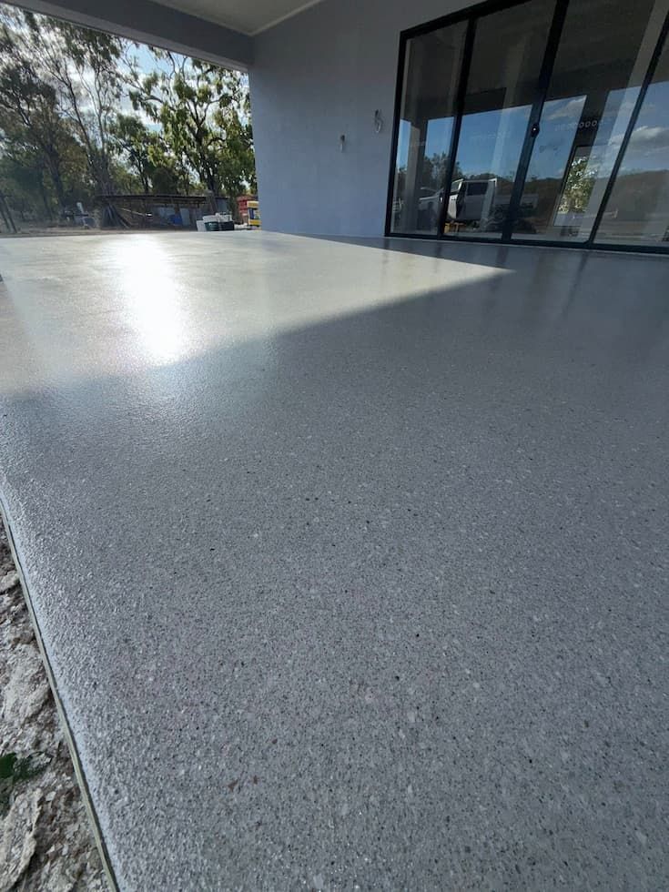 polished concrete patio at a residential home in Cairns