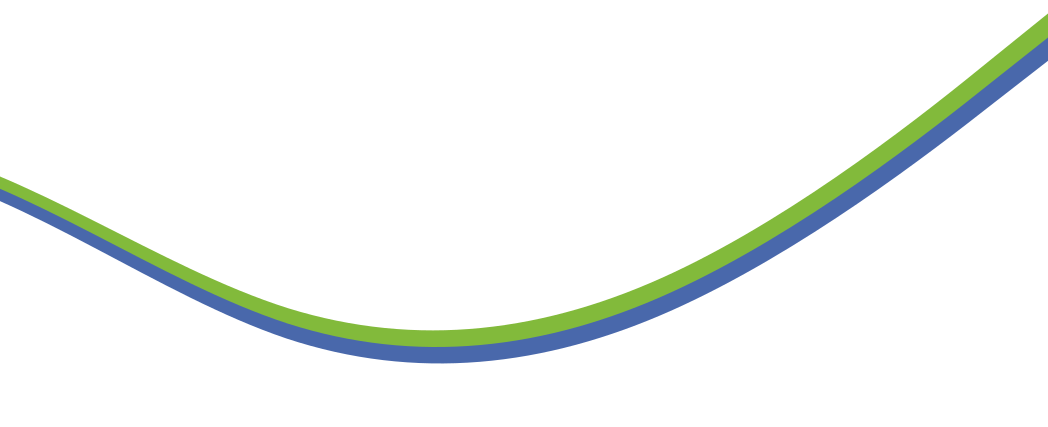 Blue and green wavy line graph rising to the right on a white background
