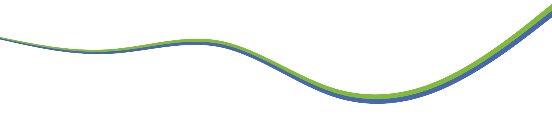 Thin green and blue wavy line across a white background