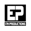 A black and white logo for a company EPiK PRODUCTIONS LLC in Santa Maria, California.