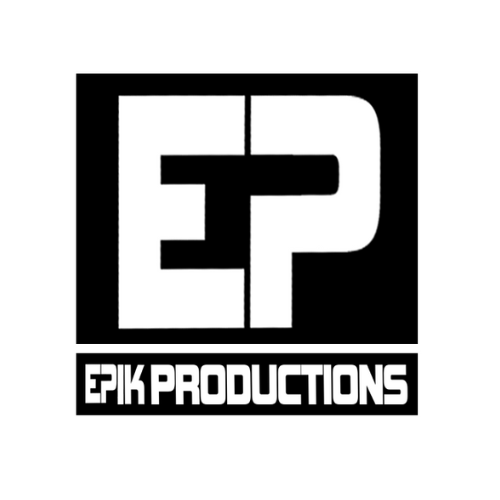 A black and white logo for a company  EPiK PRODUCTIONS LLC in Santa Maria, California.