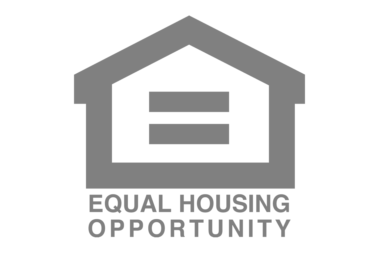 The logo for equal housing opportunity is a house with two equal bars on it.