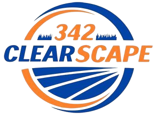 342 ClearScape logo with blue and orange text and circular swoosh design