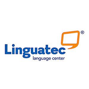 El logo del centro de idiomas lingutec es azul y naranja.