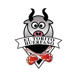 El logo de el torito huerfano muestra un toro con cuernos y pajarita.