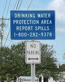 Blue sign reads 