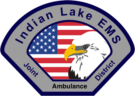 Patch for Indian Lake EMS Joint District featuring an American flag and a bald eagle head.