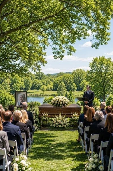 solemn outdoor funeral service in Rothschild, WI