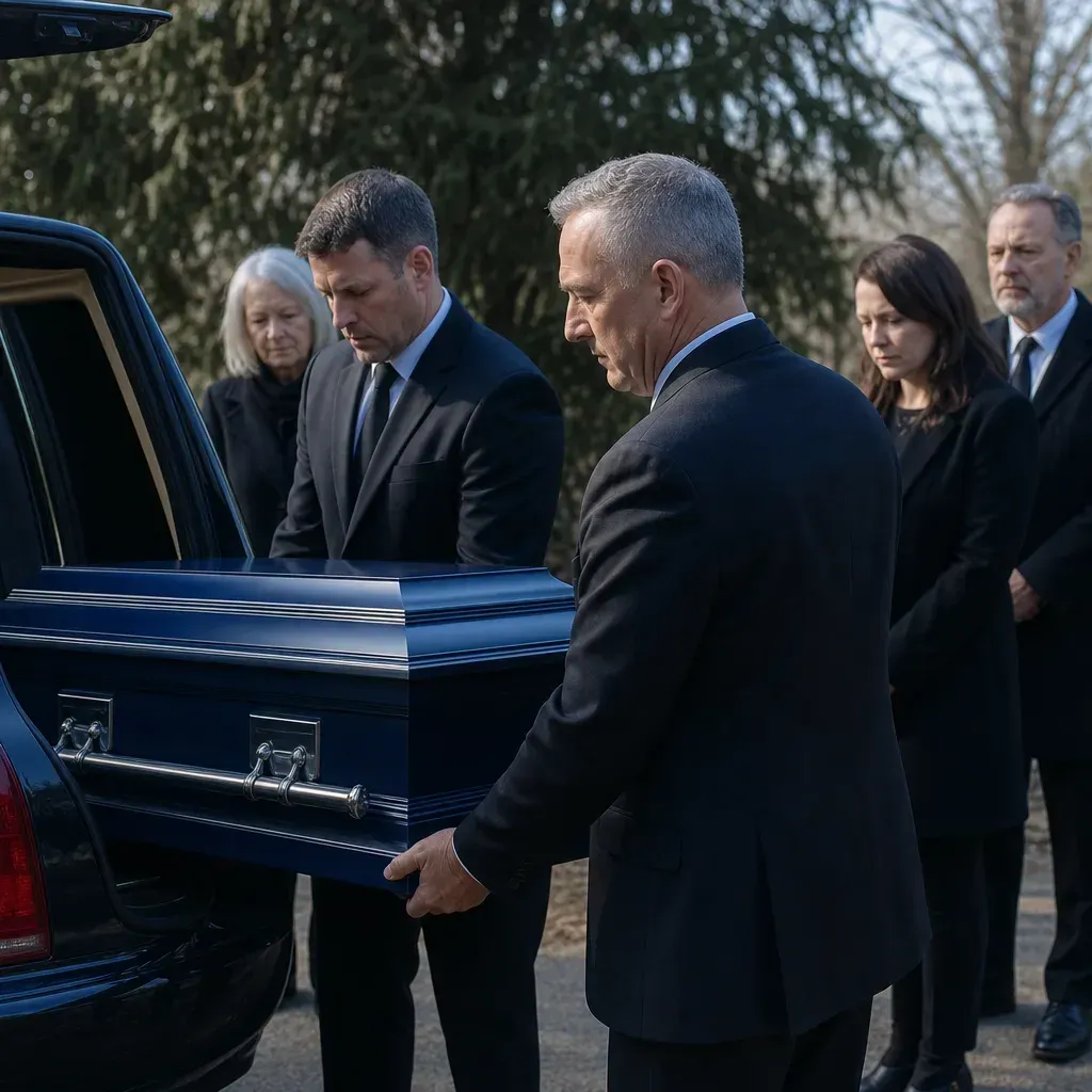 Transporting the casket for a funeral service in Weston, WI