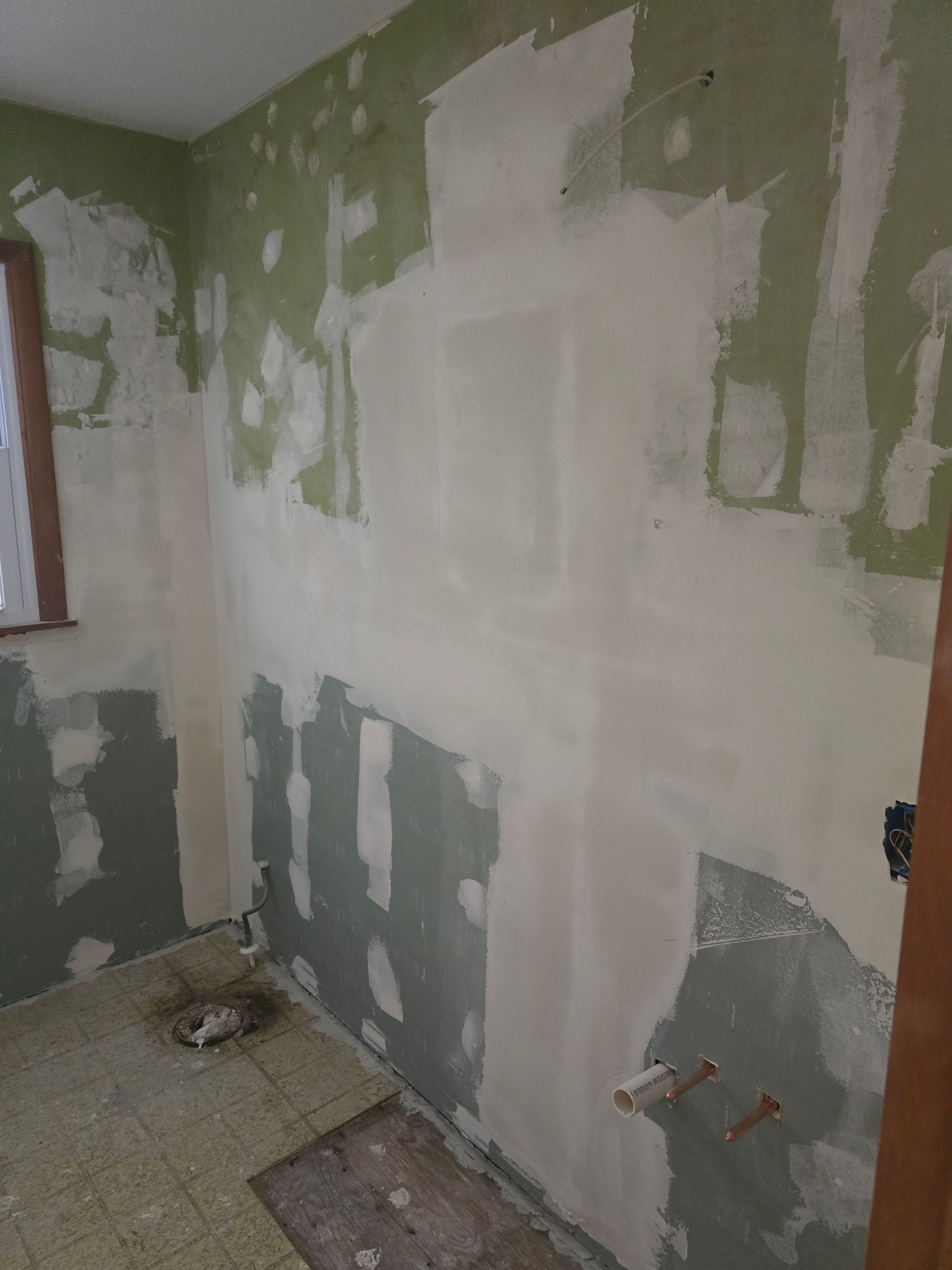 Drywall install and repair for bathroom remodel project