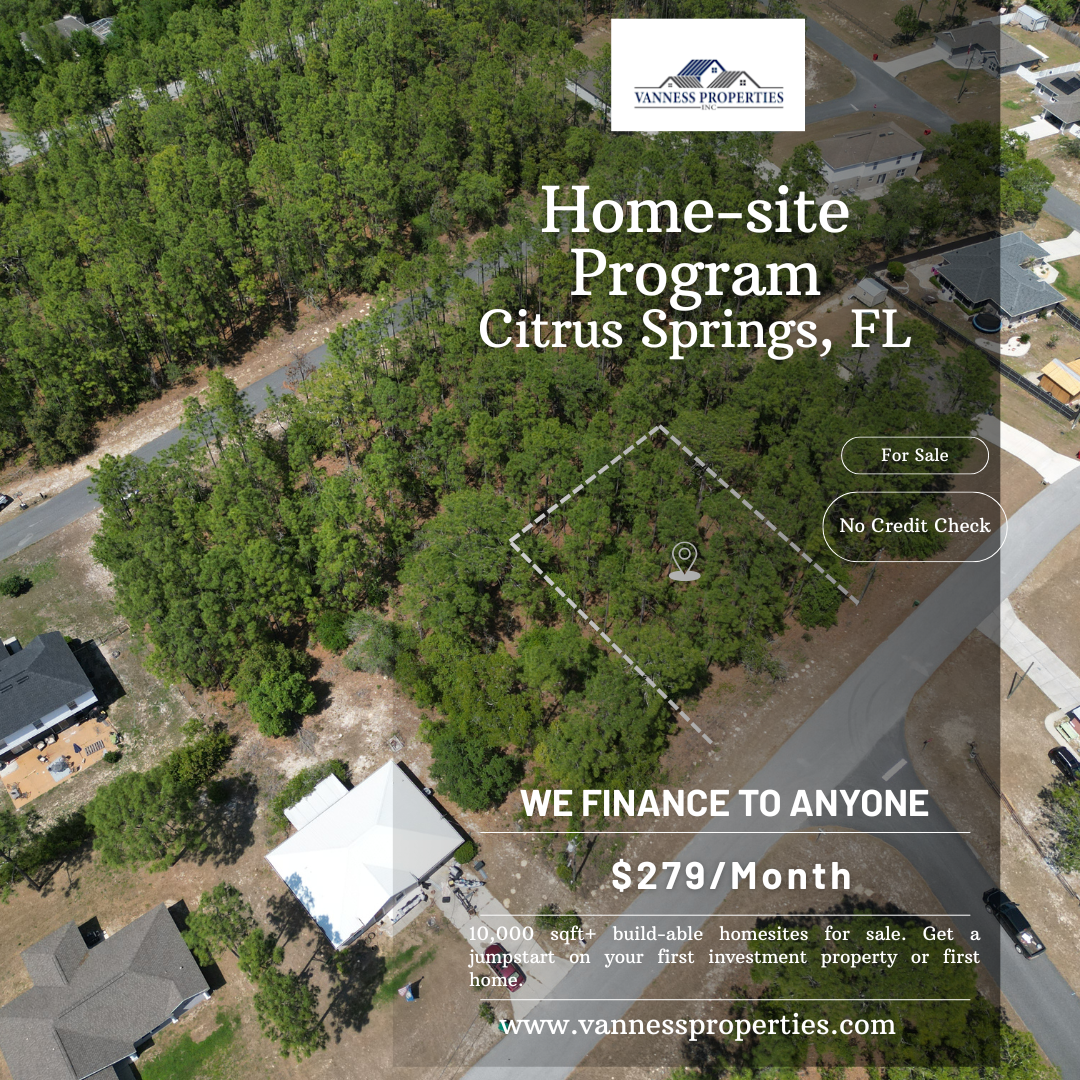 Aerial view of land in Citrus Springs, FL, with a 