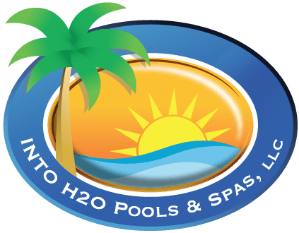 A logo for into h2o pools and spas llc