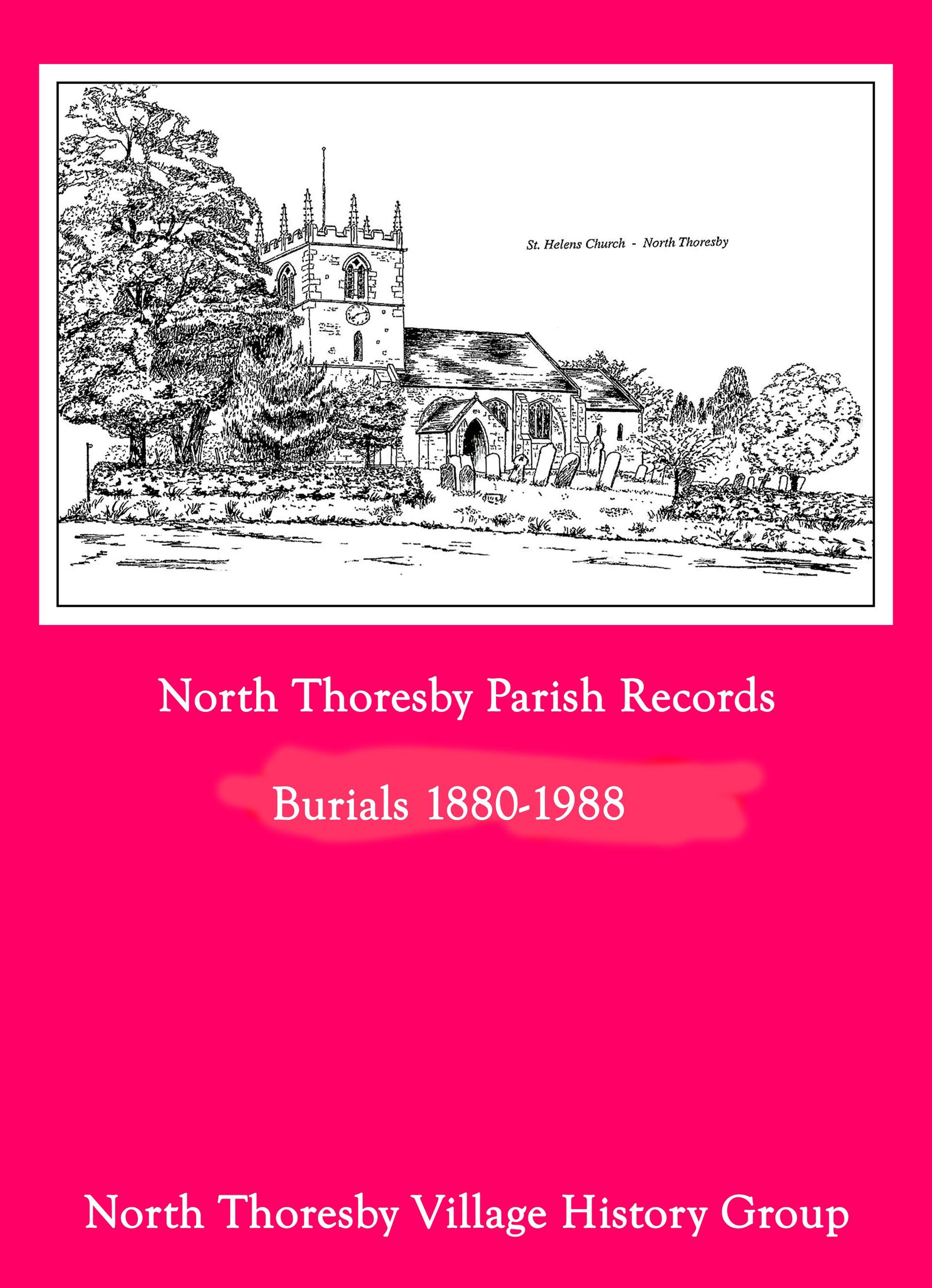 Pink cover for North Thoresby Parish Records: Burials 1880–1938, North Thoresby Village History Group