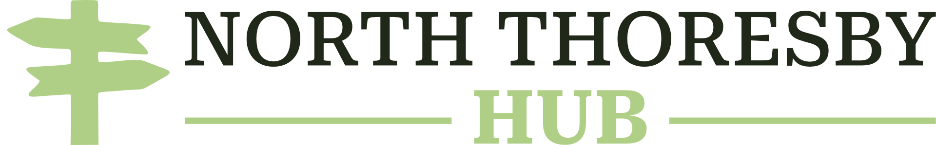 North Thoresby Hub logo with green signpost icon and black and green text