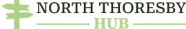 North Thoresby Hub logo with green signpost icon and black and green text