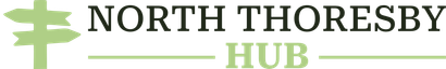 North Thoresby Hub logo with green signpost icon and black and green text
