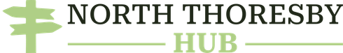 North Thoresby Hub logo with green signpost icon and black and green text