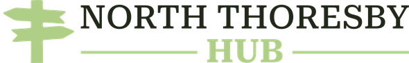 North Thoresby Hub logo with green signpost icon and black and green text