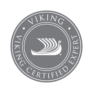 A viking certified expert logo with a boat in the center